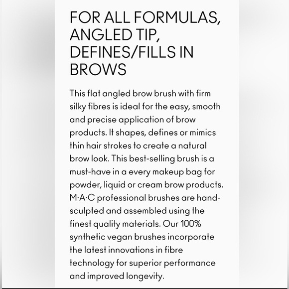 Mac Cosmetics 208S Small Angled Brow Brush Brand New Authentic - Picture 2 of 10